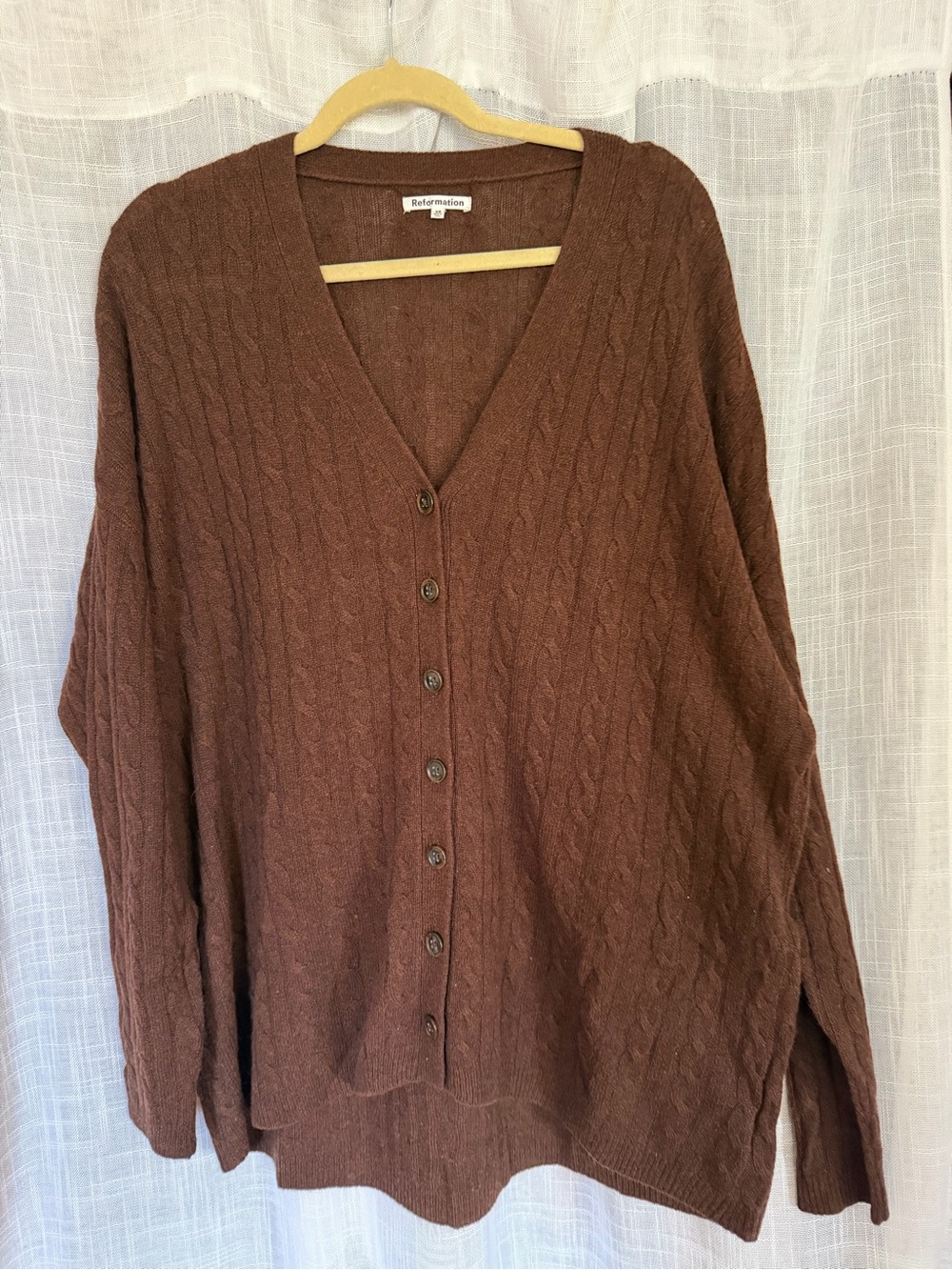 Reformation Brown Giusta Oversized Cashmere Cardigan
